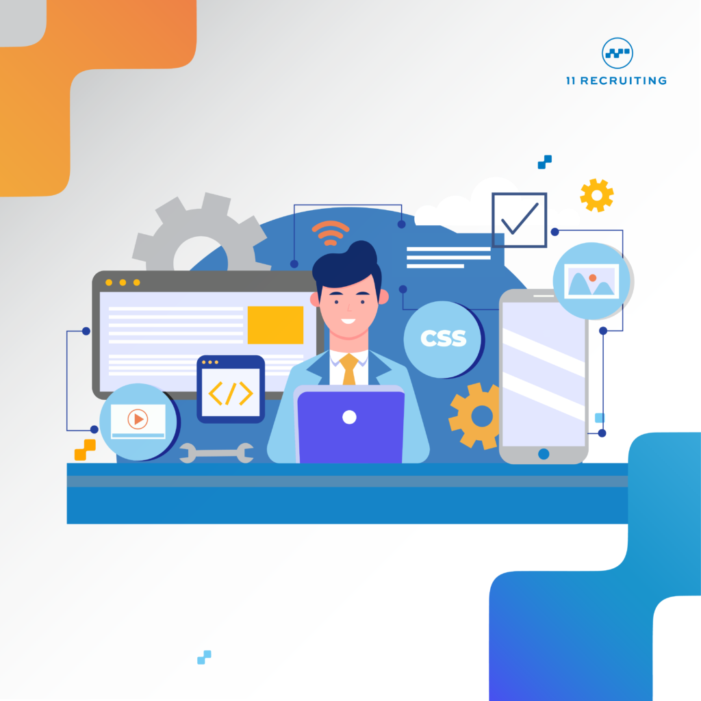 Full Stack Web Developer in blue graphics
